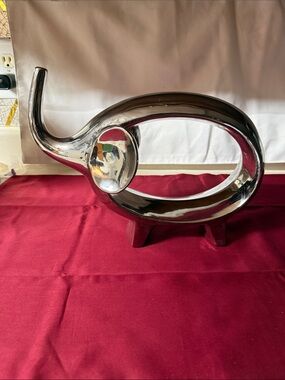 Polished Silver Elephant Sculptural Accent - Modern Home Art